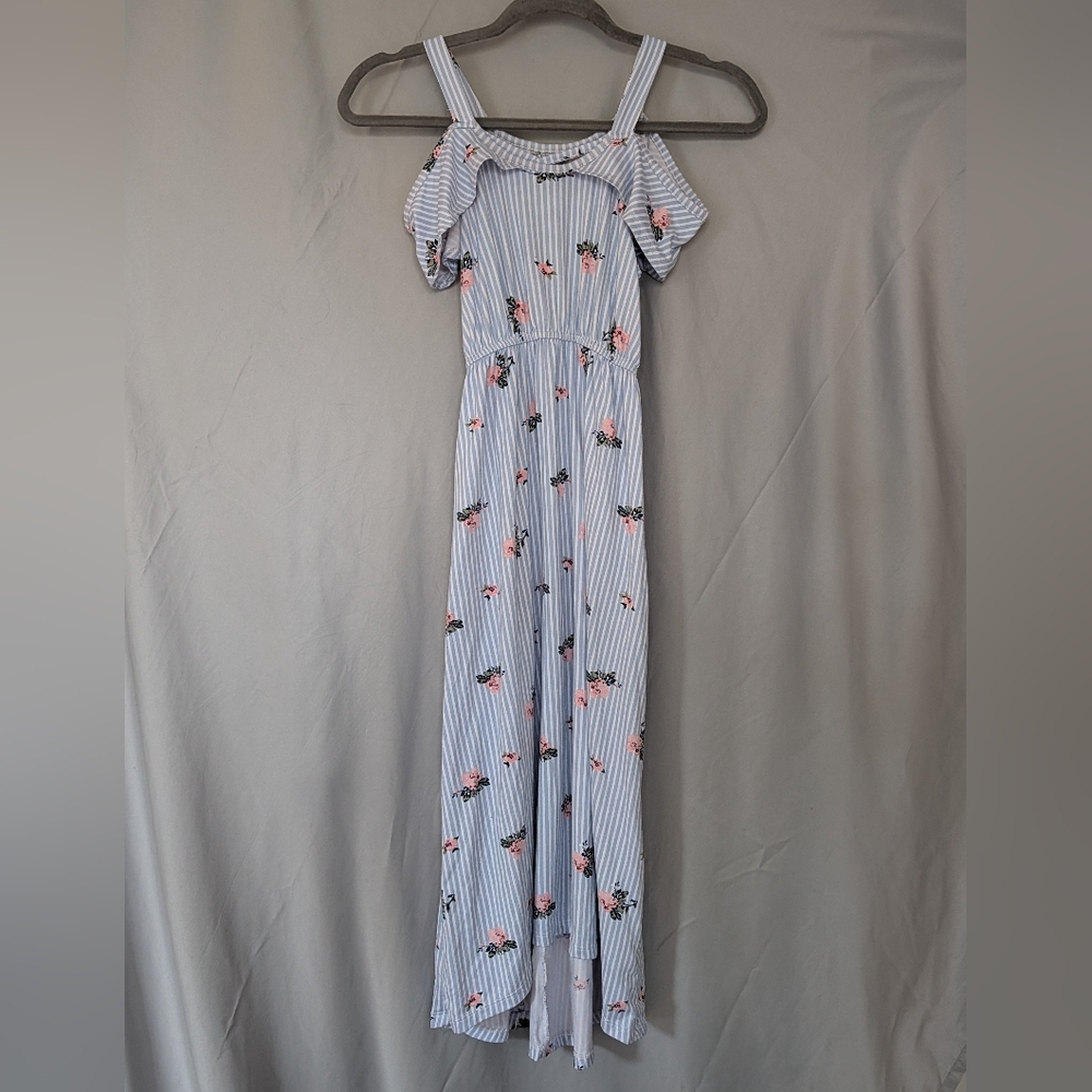 One Step Up Floral Cold Shoulder Striped Maxi Dress Kids 10/12